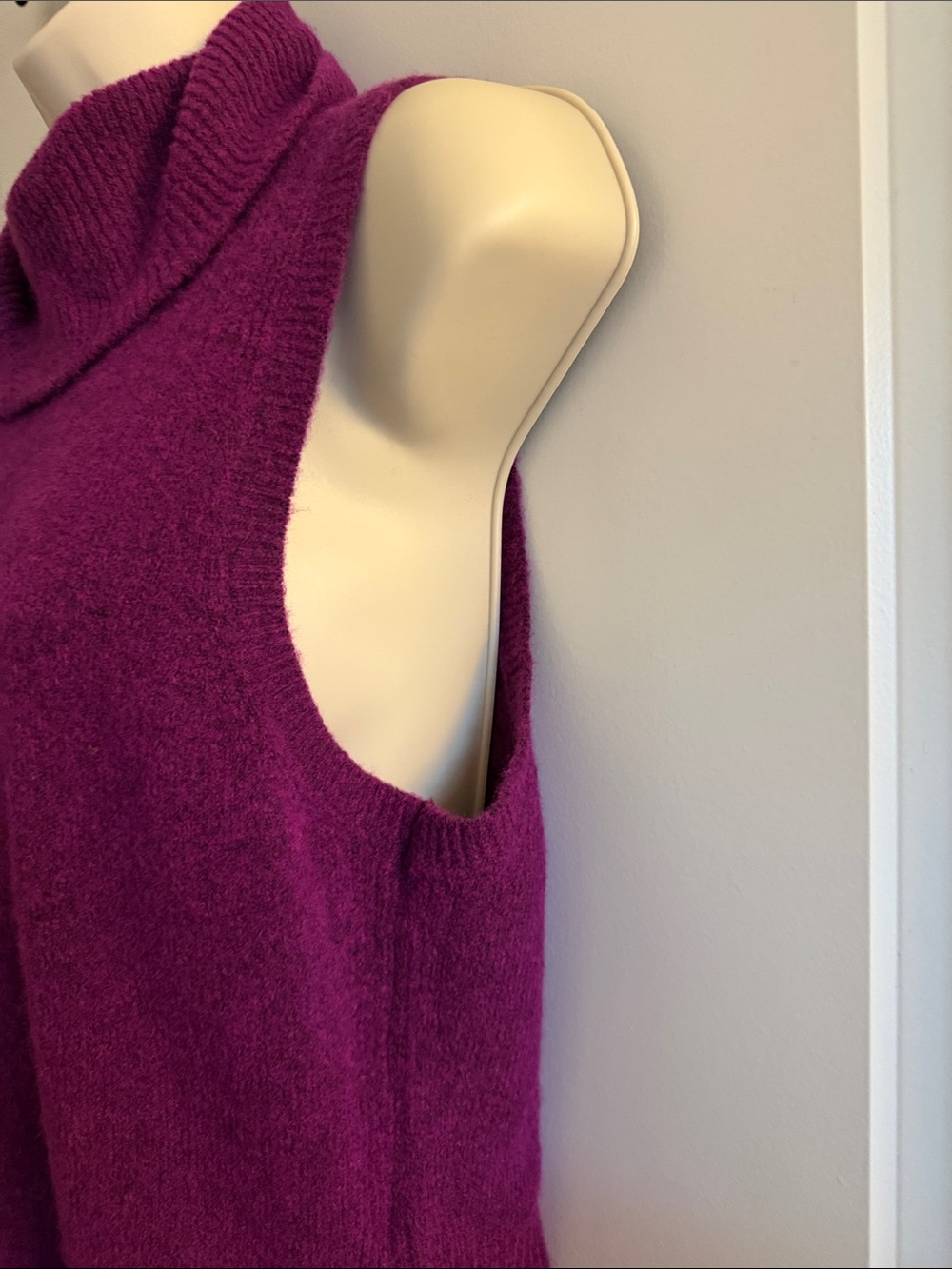 White House Black Market Sleeveless Cowl Neck Peplum Sweater - Plum - Large - Picture 2 of 9